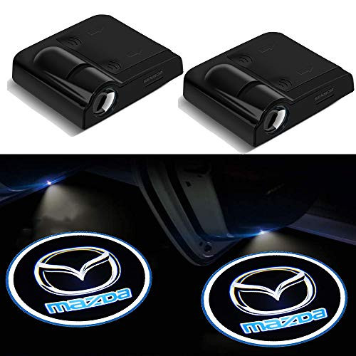 XINCHEN 2 Pieces Wireless Car Door Logo Light for Mazda, LED Car Door Courtesy Welcome Projector Light Ghost Shadow Lights Compatible with Mazda All Models