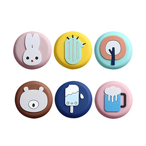Vosarea 6pcs Door Knob Wall Shield Animal Shape Rubber Wall Protector Door Handle Bumper Self Adhesive Door Stopper for Wall Tables Cabinet Bed Table Desk Chair
