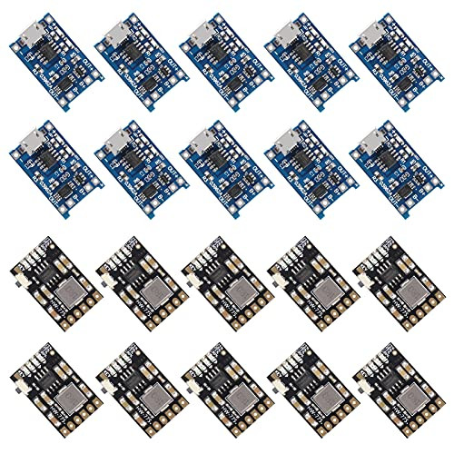 DORHEA 10 Pcs TP4056 Charging Module Battery Charging Board 5V 1A Micro USB  plus 10 Pcs 2A 5V Charge Discharge Integrated Module for 18650 Lithium Battery Charging Boosting Mobile Power Board