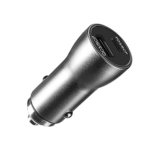 GoldPig Car Charger Compatible with iPhone 12/12 Mini/12 Pro/12 Pro Max,30W USB Type-C Car Charger with Metal Dual Port,PD Fast Car Charger Adapter with PPS and QC 3.0 and Mini Flush Fit for iPad, Samsung