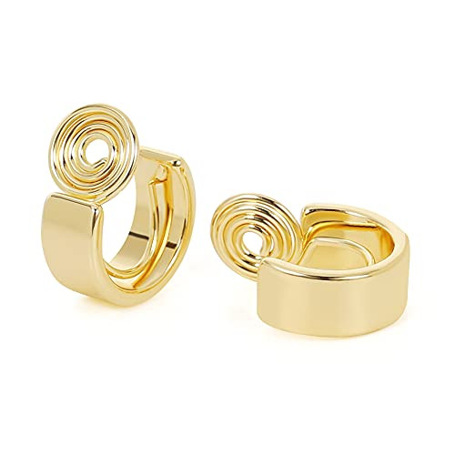 Gold Hoops Clip On Earrings for Women | Wide Flat Hoop Clip Earrings High Polished Thick Hoop No Pierced Earrings Gold Hoops Clip On Earrings for Women | Wide Flat Hoop Clip Earrings High Polished Thick Hoop No Pierced Earrings