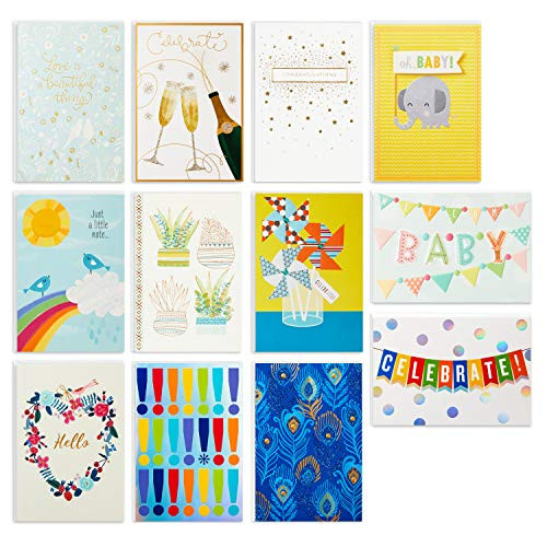Hallmark All Occasion Cards AssortmentBirthday, Congratulations, Blank Cards -12 Cards with Envelopes, Refill Pack for Hallmark Card Organizer Box-, 5EDX1073