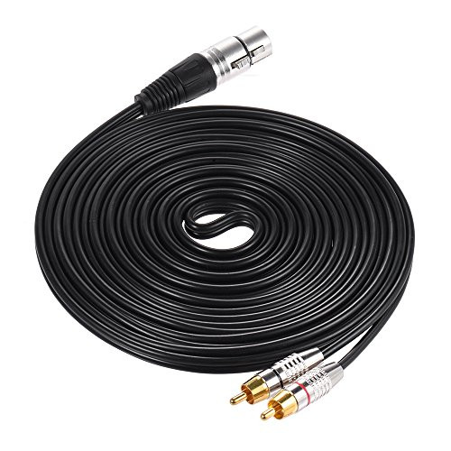 ammoon 1 XLR Female to 2 RCA Male Plug Stereo Audio Cable Connector Y Splitter Wire Cord -5M-