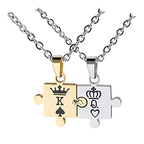 U/D Couples Necklace Men Women Puzzle Matching Stainless Steel Pendant K  and  Q Set Best Gifts for Boyfriend Girlfriend On Brithday Valentine's Day -Couple Necklaces Puzzle- U/D Couples Necklace Men Women Puzzle Matching Stainless Steel Pendant K  and  Q Set Best Gifts for Boyfriend Girlfriend On Brithday Valentine's Day -Couple Necklaces Puzzle-