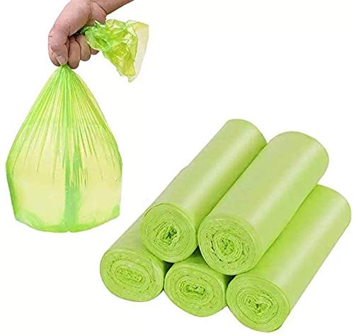 7-Almond Biodegradable Trash Bags 2Gallon,100 Counts Kitchen Eco Friendly Garbage Bags,Small Extra Thickening Trash Bags for Bathroom Kitchen Compost Camping Office Car-Green-