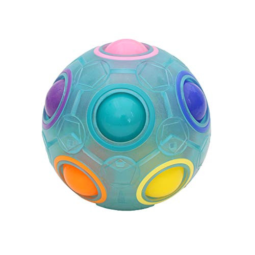 Magic Rainbow Puzzle Ball Ease Globbles Fidget Balls Speed Cube Puzzle Game Stress Balls Reliever Magic Ball Brain Teaser Toys for Children Teens  and  Adults -one Size, Blue-
