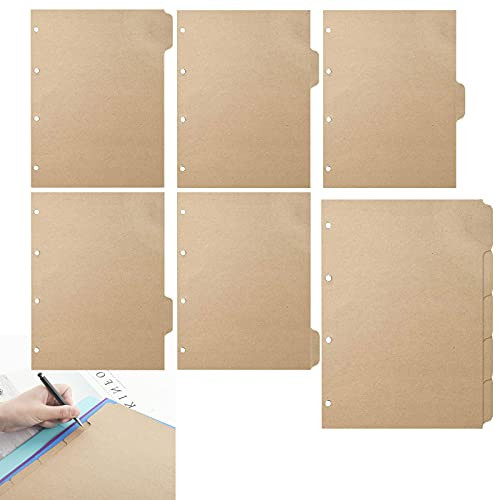 4 Ring Binder Dividers with 5 Tabs, 4 Sets 20 Sheets Binder Tabs Dividers, Kraft Paper Tabs for Index Dividers Binders, Notebook Paper Dividers with Tabs for School, Office