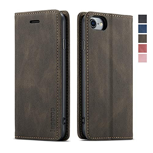 Case for iPhone 8/iPhone 7/iPhone SE 2020 4.7",[Premium Leather- [Soft TPU- [RFID Blocking-[Card Slots- [Magnetic Kickstand- Flip Wallet Case for iPhone 7 / iPhone 8 / iPhone SE -2nd- 4.7 inch-Coffee-