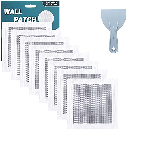 Drywall Repair Patch - 8 Pack Self Adhesive Fiberglass Wall Repair Patch Kit - Quick Solution to Fill The Holes in Your Walls - 6"x6"Heavy Duty Dry Wall Hole Repair Patch -6"x6" 8Pack-