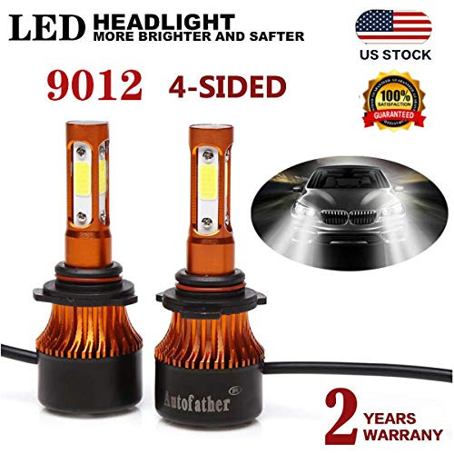 9012 LED Headlight Bulbs, 100W 20000LM Super Bright 6000K-White Light- High/Low Beam/Fog Light Bulbs Conversion Kits, Car Driving Lamps Replacement with 4-Side Chips - 2 Year Warranty