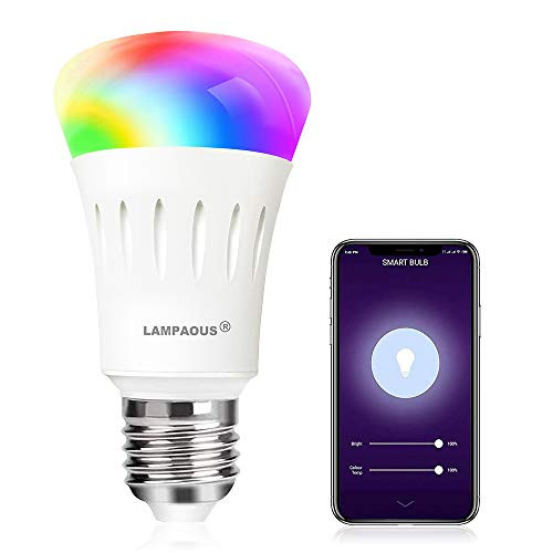 Intekit Smart LED Light Bulb E26 WiFi Multicolor Light Bulb Work with Alexa,Siri, Echo, Google Home -No Hub Required-, A19 60W Equivalent RGB Color Changing Bulb -1 Pack-