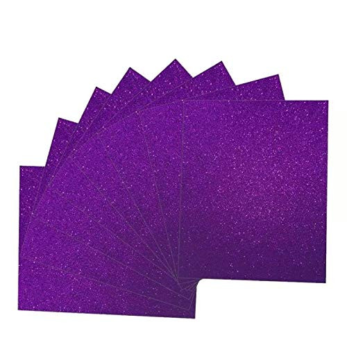 Magical 12"x10" HTV Glitter Heat Transfer Vinyl, 8 Sheets -Purple Bundle, Iron On T-Shirt Vinyl Transfer Sheets - Best HTV Vinyl for Silhouette Cameo, Heat Press.