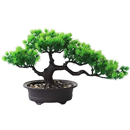 Rozwkeo Artificial Bonsai Tree Fake Plant Decoration Potted Tree Faux House Plants Small Japanese Pine Bonsai Plant for Indoor Home Decoration Office Hotel Windowsill Desktop Display Zen Decor Trees