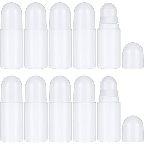 10 Pieces Empty Refillable Plastic Roller Ball Bottles 50ML Roller Ball Bottles Smooth Rolling Ball Leak-proof DIY Roll on Bottles for Essential Oil Perfume Pure Dew with Plastic Roller Ball