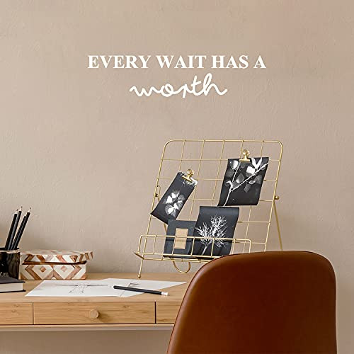 Vinyl Wall Art Decal - Every Wait Has A Worth - 6" x 25" - Trendy Cute Positive Optimistic Quote Sticker for Bedroom Kids Room Playroom Nursery Daycare Classroom Office Coffee Shop Decor -White- Vinyl Wall Art Decal - Every Wait Has A Worth - 6" x 25" - Trendy Cute Positive Optimistic Quote Sticker for Bedroom Kids Room Playroom Nursery Daycare Classroom Office Coffee Shop Decor -White-