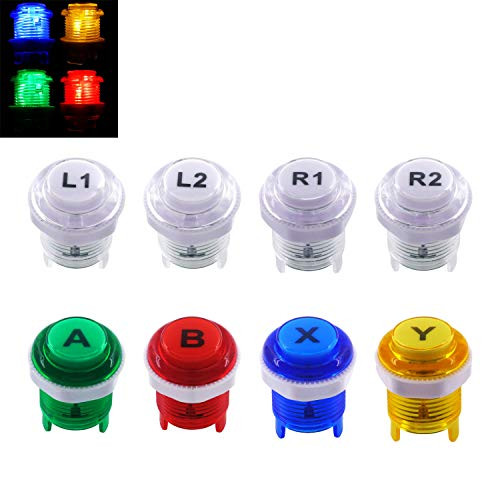 SJAJX 8 PCS Arcade Game LED Push Buttons with Cherry MX Mechanical Keyboard Microswitch Logo X Y Start Select for PC MAME Raspberry Pi Mix Color