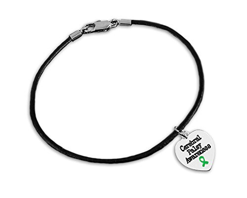 Fundraising For A Cause Cerebral Palsy Awareness Heart Leather Cord Bracelet -1 Bracelet- Fundraising For A Cause Cerebral Palsy Awareness Heart Leather Cord Bracelet -1 Bracelet-