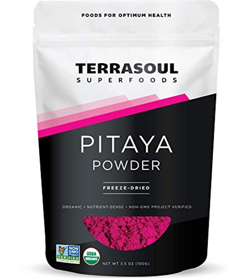 Terrasoul Superfoods Organic Freeze-Dried Pitaya Powder -Dragon Fruit-, 3.5 Oz - Vibrant Color | Antioxidants | Vitamin C