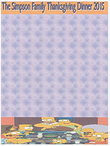 The Simpsons Family Thanksgiving Dinner Stationery Printer Paper 26 Sheets