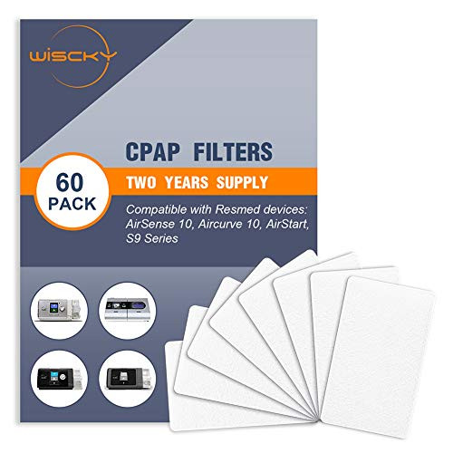 CPAP Filters -60 Pack - Two Year Supply- Disposable Hypoallergenic Filters for ResMed AirSense 10 - ResMed AirCurve 10 - ResMed S9 - AirStart Series CPAP Machines Replacement Filters Supplies