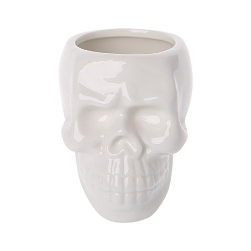 HUImiai Creative Skull Ceramic Flower Pot,Green Succulent Planter,Plant Container,Indoor Modern Decorative Pots for All House Plants,Decorate Nature Flowers Garden Arts  and  Crafts Project