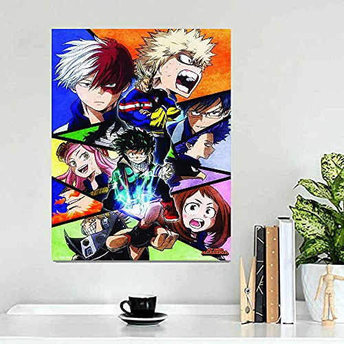 My Hero-Academia Anime Theme Wall Art Poster Oil Paintings Canvas Print Boy Girl Decor for Bedroom Dining Room Bathroom Living Room Modern Artwork Prints Home Decorations 16" x 24" -My Hero-Academia-