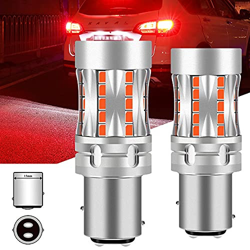 Chemini 2000 Lumens 1157 BAY15D Red 2057 2357 7528 LED Bulbs Super Bright No Hyper Flash 12-24V with Build-in Load Resistor Canbus No error  and interference for for Tail Brake Lights 2pcs