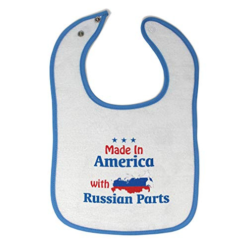 Toddler  and  Baby Bibs Burp Cloths Made in America with Russian Parts Flag American Cotton Items for Girl Boy Ac White Blue Design Only Toddler  and  Baby Bibs Burp Cloths Made in America with Russian Parts Flag American Cotton Items for Girl Boy Ac White Blue Design Only