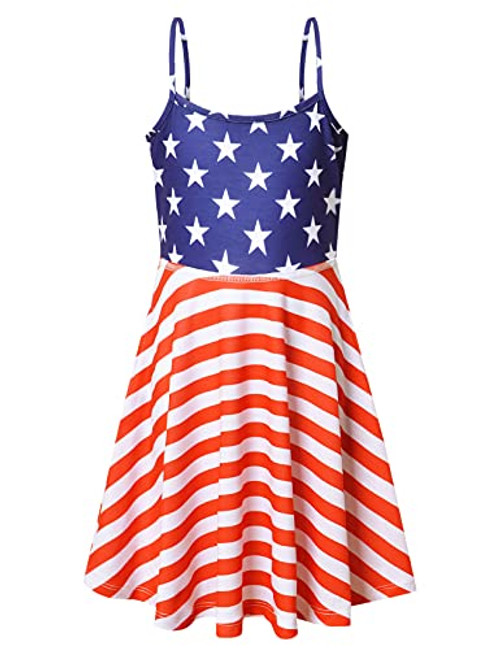 Jxstar 4th July Dresses for Girls American Flag Independence Day Party Dress, Size 6 7