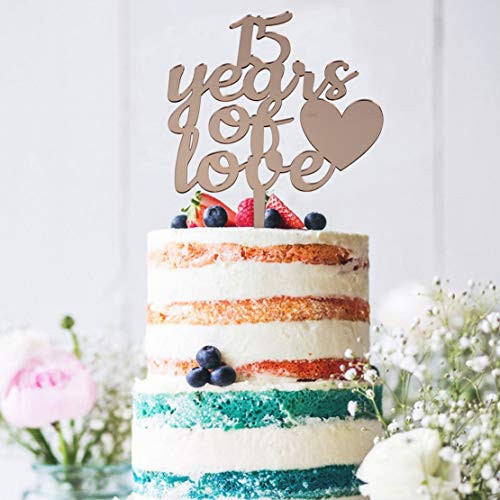 zxyxka Rose Gold 15 Years of Love Cake Topper 15 Years Blessed for Marriage Anniversary, 15th Birthday,Anniversary Party Decoration Supplies zxyxka Rose Gold 15 Years of Love Cake Topper 15 Years Blessed for Marriage Anniversary, 15th Birthday,Anniversary Party Decoration Supplies