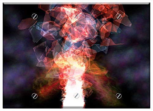 Triple Blank Wall Plate Cover - Fantasy Abstract Background Image Colorful Splitter 2