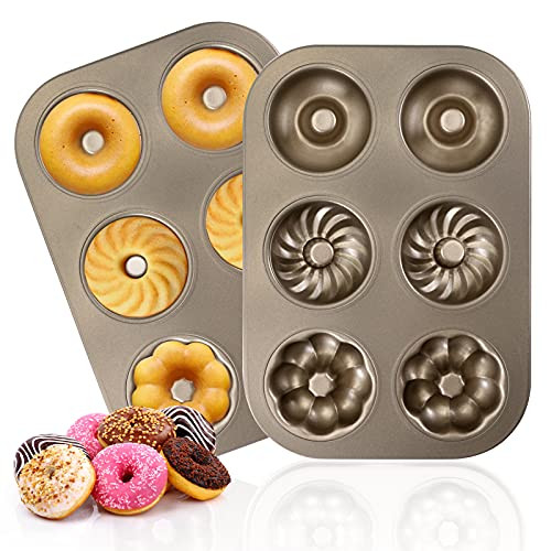 Donut Baking Pans, Non Stick 6 Cavity Doughnut Pan BPA Free Donut Molds for Baking, 2 Count