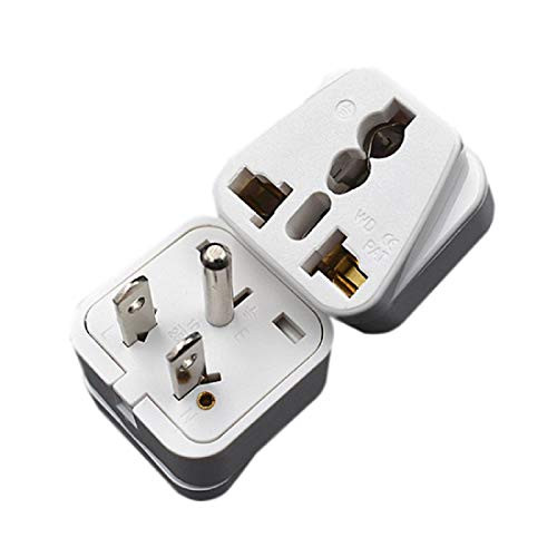 Toptekits 2 Packs Universal EU Au to Us Ac Power Plug Travel Adapter, 3-pin Plug 10A 250V Universal EU AU to US AC Power Plug Travel Outdoor Adapter Converter White