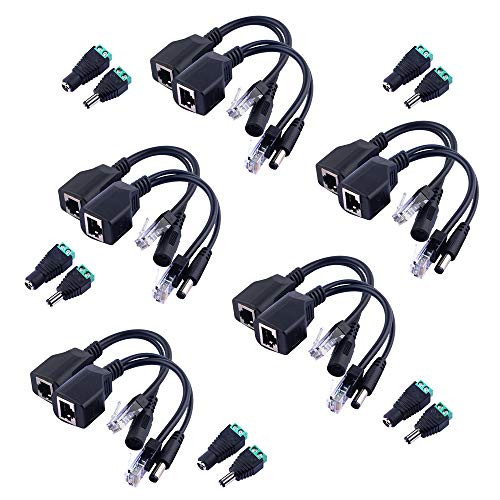 GeeekPi Passive PoE Injector and Splitter Power Over Ethernet Kit with 5.5 x 2.1 mm DC Power Adaptor Connector -5 Pair-