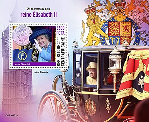 Central Africa - 2021 Queen Elizabeth II - Stamp Souvenir Sheet - CA210222b