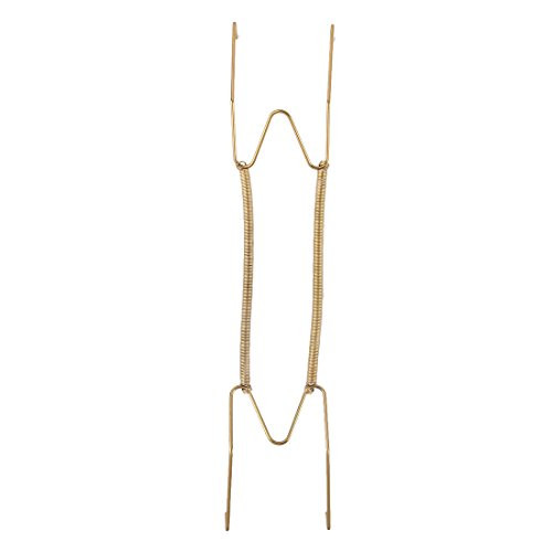 uxcell Metal Spring Plate Hangers, Natural and Stretch Length 10" to 13", Wall Rack Holder Dismountable Hook Stand Hanging Display Gold Tone