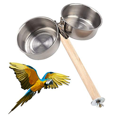 MoO1deer Bird Feeder, Squirrel Proof Bird Feeders, Bird Feeders, 2Pcs Pet Parrot Cage Stand Perch Food Water Feeding Clip Double Bowl Bird Feeder for Birds Food Feeder