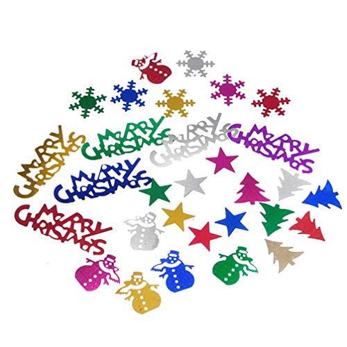 NUOBESTY Christmas Confetti New Year Merry Christmas Snowflake Snowman Metallic Foil Confetti Xmas Glitter Confetti Sequins Table Confetti for Winter Party Supplies