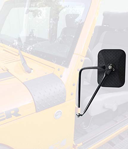 Bestong Shake-Proof Side Doorless Rear View Mirrors off-road driving Adventure Mirror for Jeep Wrangler JK CJ YJ TJ Unlimited Driver Side and Passenger Side -1 Pair