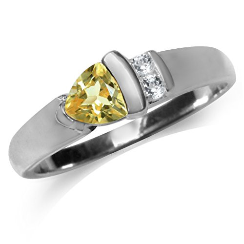 Silvershake Natural Citrine and White Topaz 925 Sterling Silver Ring Size 6