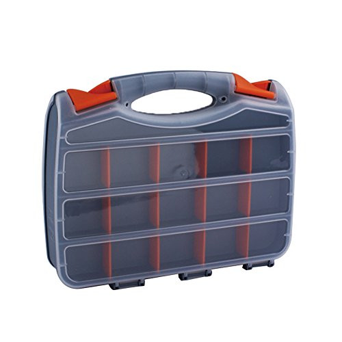 Double Sided Tool Organizer Small Parts Storage Tool Box with 30 Removable & Adjustable Compartments Container Box Heavy Duty Portable with Dividers for Hardware, Arts, Crafts, Tools