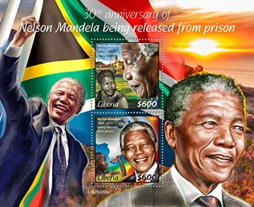 WD06/01/21-Liberia - 2020 President Nelson Mandela - 2 Stamp Souvenir Sheet - LIB200205b