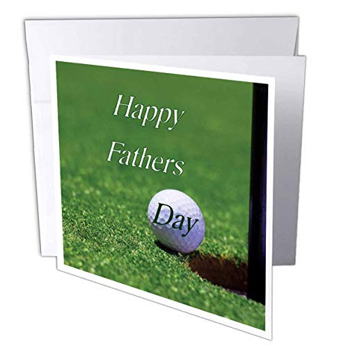3dRose Lens Art by Florene - Fathers Day - Image of Happy Fathers Day On Greens with Golf Ball Closeup - 1 Greeting Card with Envelope -gc-310651-5- 3dRose Lens Art by Florene - Fathers Day - Image of Happy Fathers Day On Greens with Golf Ball Closeup - 1 Greeting Card with Envelope -gc-310651-5-