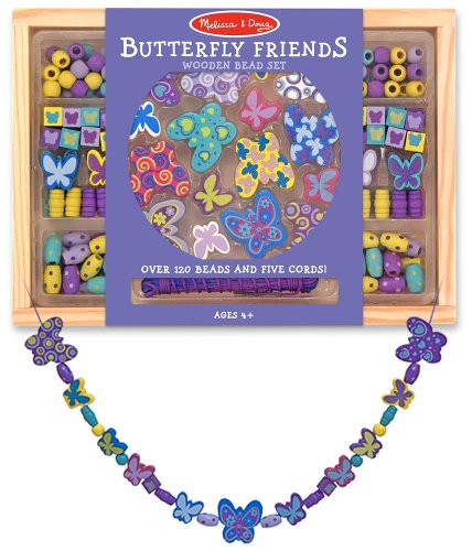 Melissa & Doug Wooden 'Butterfly Friends' Bead Accessory Creation Set + Free Scratch Art Mini-Pad Bundle [41799]