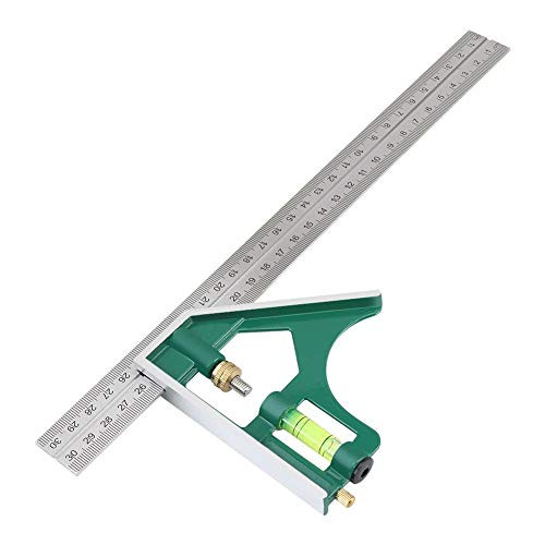 Viccilley Tifanya Combination Square Angle Ruler - 45/90 Degree with Bubble Level 300mm Multi-Functional Stainless Steel Measuring Tool