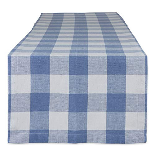 DII Buffalo Check Collection Classic Tabletop, Table Runner, 14x108, Stonewash Blue