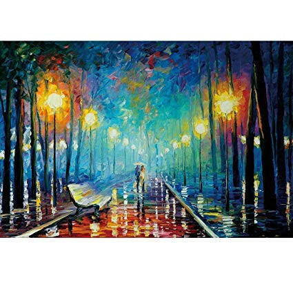 QTIVY Jigsaw Puzzles 1000 Pieces Wooden Jigsaw Puzzles for Adults Scenery Landscape Jigsaw Puzzles Entertainment DIY Toys for Creative Gift Home Decor (Romantic Rainy Night)