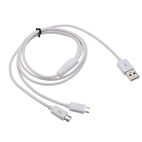 Lysee Data Cables - Black/White USB 2.0 to Dual 2 Micro USB 2.0 Male Y Splitter Data Charger Cable For Xiaomi Redmi Note Pro Data Cable - -Color: White, Cable Length: 1m-