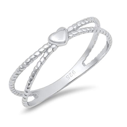 Criss Cross Heart Love Purity Christian Ring 925 Sterling Silver Band Size 6
