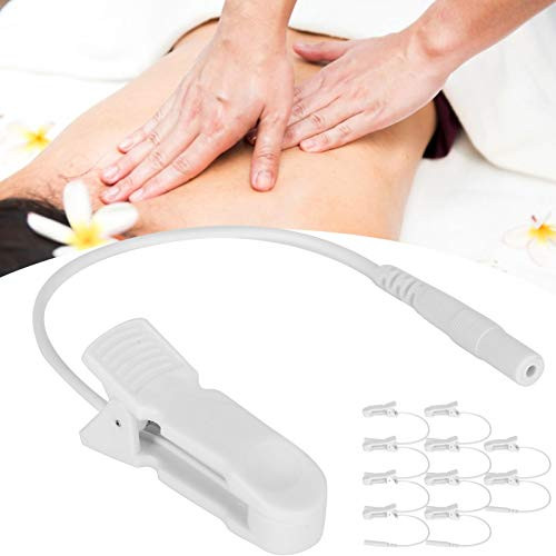 ZJchao 10pcs 2.0mm Ear Clip Electrode Wire Electrode Lead Cable Durable Connecting Cable for Digital TENS Massage Machine Breast Ear Massage Clip
